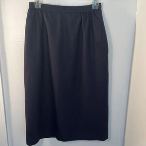 Glenbrook, 10, Navy blue 100% pure wool pocketed  midi pencil skirt w/ 8” split